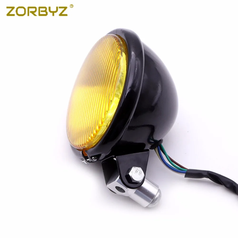 ZORBYZ ретро мотоцикл черный металл круглые галогенные лампы фары для Honda Kawasaki Harley Кафе Racer на заказ