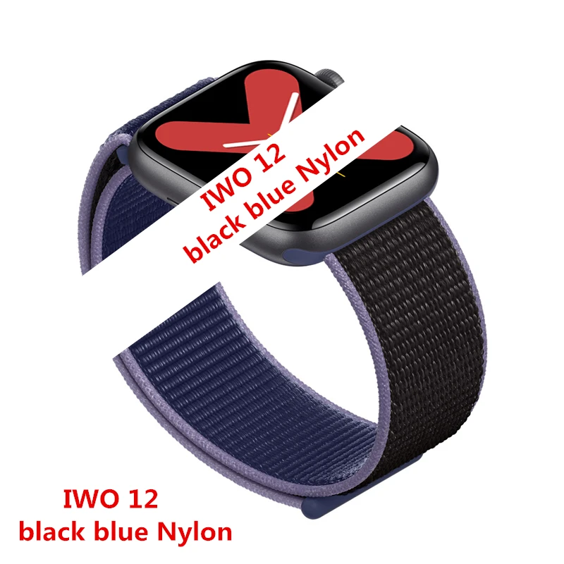 black blue Nylon IWO 12 умные часы 44 мм 40 мм часы 5 W55 умные часы с дистанционным управлением siri часы для iPhone Android телефон PK IWO 7 8 9 10 11 - Цвет: black blue Nylon