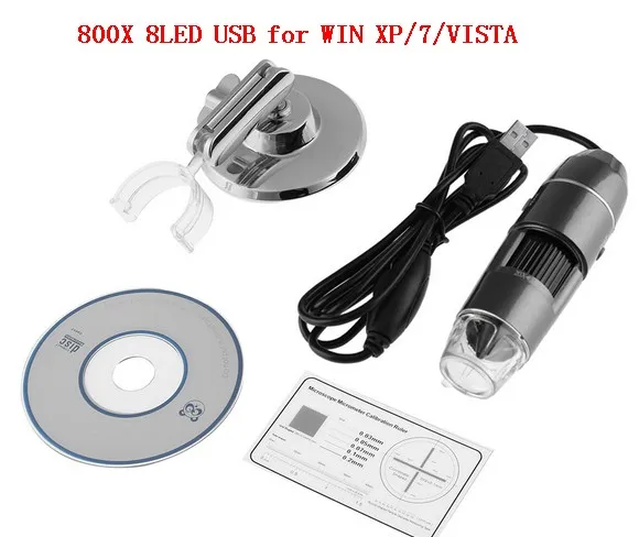 800X 8LED 800X/1000X/1600X USB цифровой микроскоп Эндоскоп зум Камера лупа+ держатель - Цвет: 800X 8LED