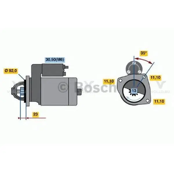 0986020181 BOSCH СТАРТЕР 12V, 2.3KW