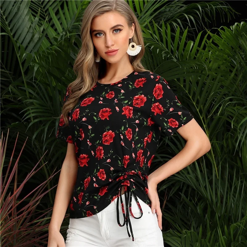Женская футболка модная женская рубашка летняя повседневная с коротким рукавом
