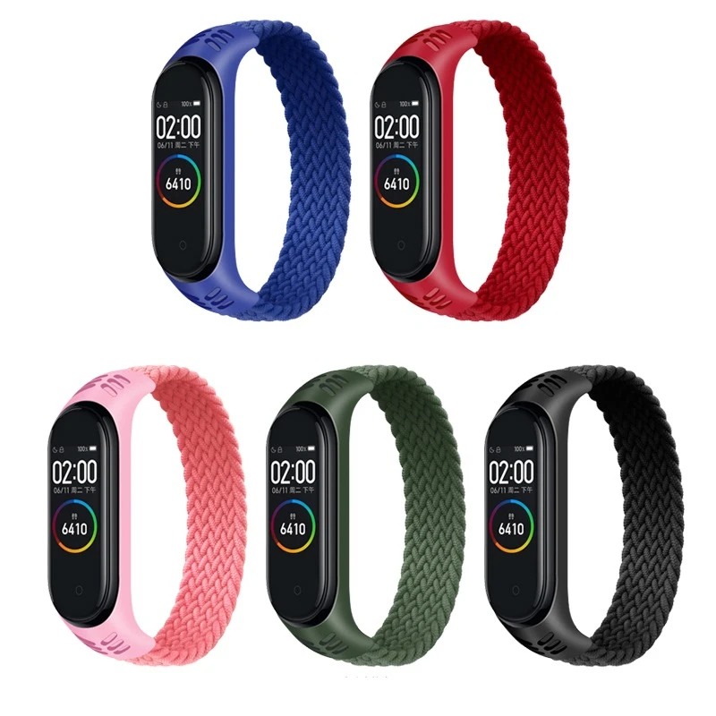 Новинка 2021 плетеные петли Roreta для mi band 5 4 3 тканевый эластичный ремешок браслет на