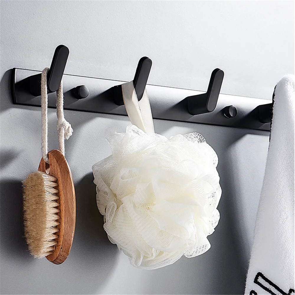 Bathroom Hanger Hook Black Wall Hook Coat Rack Towel Clothes Hat Hanger for Corner Door Rack Hallway Balcony Kitchen Bedroom