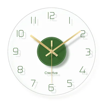 

Nordic Art Simple Glass Wall Clock Living Room Mute Quartz Hanging Clock Modern Design Home Decor