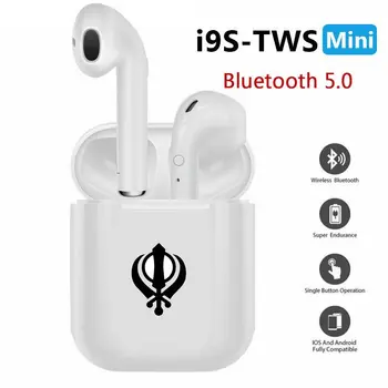

i9s tws Wireless Headphones Bluetooth Earphones earbuds Stereo Sound Headset SIKH Khanda Religious Symbol Mysterious
