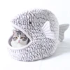Fish Shape Cat Bed Nest Warm Kitten Dog Sleeping Beds Kennel Soft Pet Sofa Nests For Small Dogs Cats With Thick Cushion Mat 1