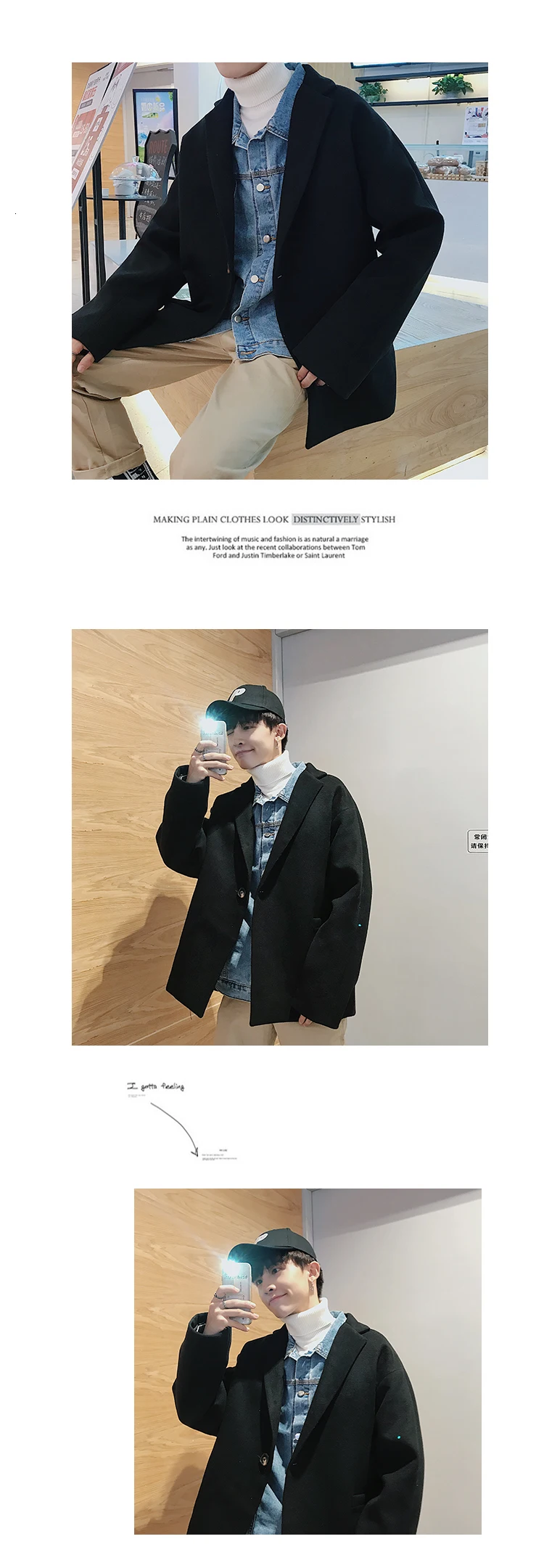 Winter Short Woolen Coat Men Fashion Solid Color Casual British Wind Woolen Jacket Man Loose Cotton Thick Woolen Overcoat Male