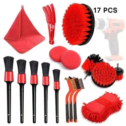 Ensemble de brosses de finition, Brosses de nettoyage de voiture, Brosse grattoir électrique, Perceuse de voiture, Cuir, Grilles d'aération, Nettoyage de jantes, Saleté, Poussière, Outils de nettoyage 