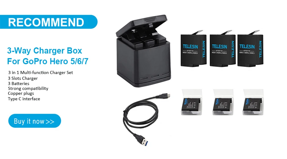 TELESIN-3-way-Battery-Charger-and-3-Batteries-Kit,-Charging-Storage-Box-with-Replacement-Battery-for-GoPro-Hero-7-Black-Hero-5-6