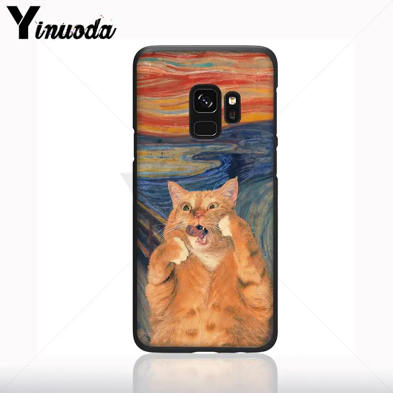 Scream Oleh Munch Kucing Hitam Lembut Shell Ponsel Case untuk Samsung Galaxy S10plus S9 Plus S8plus S10E A50 A70 A10 Case ponsel