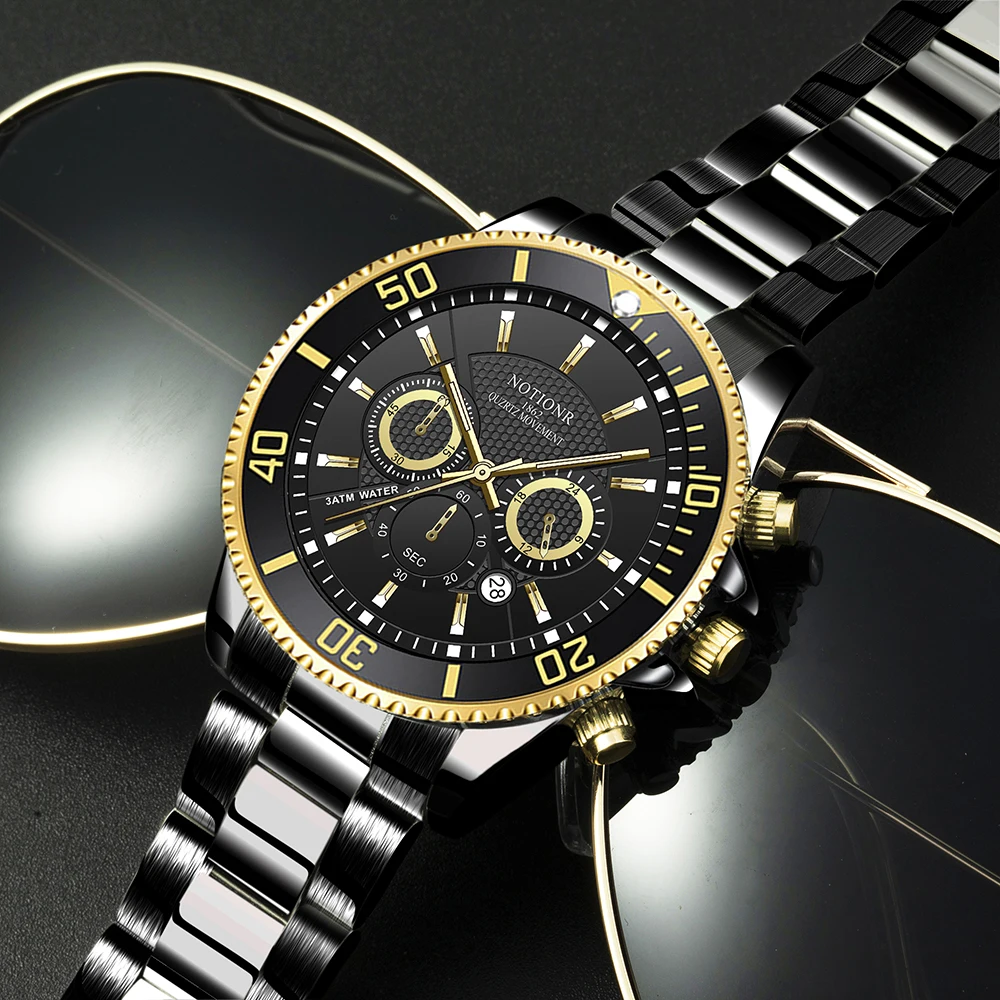 Luxury Mens Stainless Steel Watches Fashion Men Sport Waterproof Quartz Wrist Watch Man Business Leather Watch relogio masculino