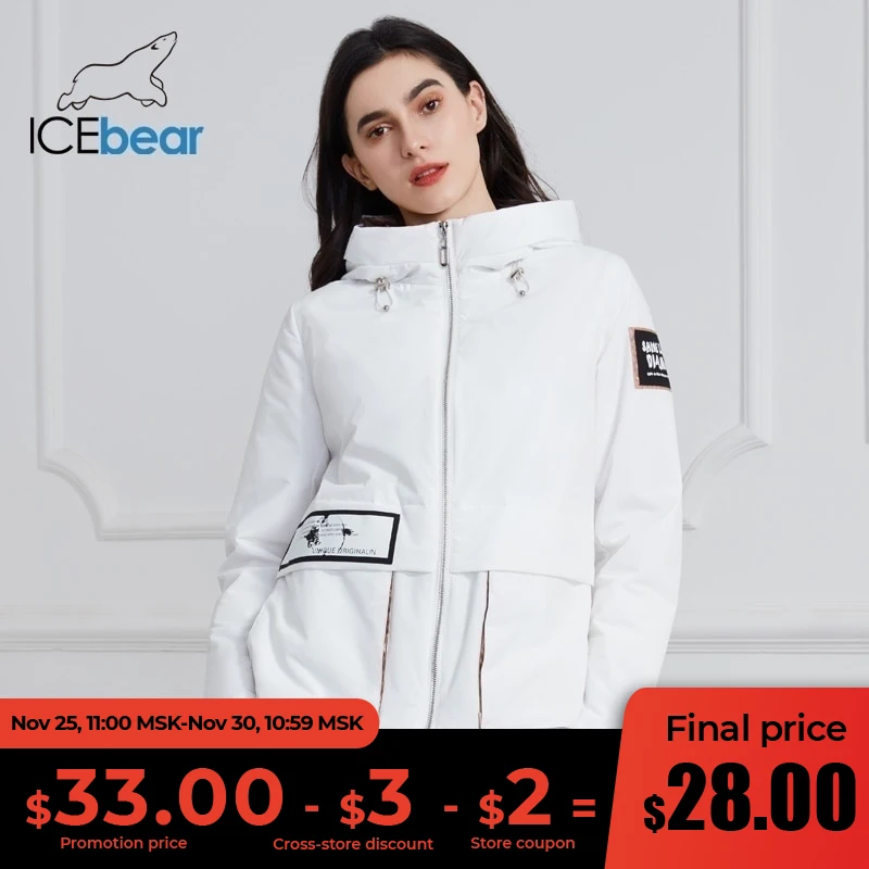  ICEbear 2021 новое женское пальто осень повседневная женская куртка женская парка с капюшоном качественная женская одежда GWC20728I 