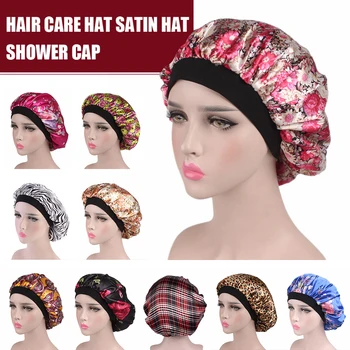 

Hair Satin Bonnet For Sleeping Shower Cap Silk Bonnet Bonnet Femme Women Night Sleep Cap Head Cover Wide Elastic Band