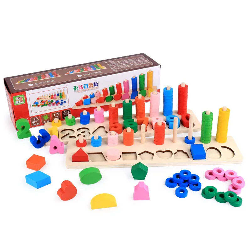 

Shape with Numbers Board Matching Cognitive Arithmetic Wooden Toy Children Early Childhood Educational Force Clutch Plate Jigsaw