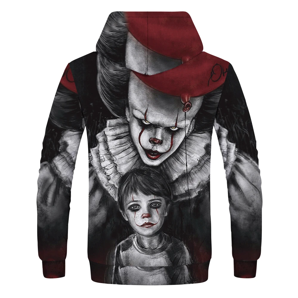 Horror Movie It:Chapter Two Stephen King Clown PennyWise 3D Hoodie Cosplay Costume Sweatshirt men casual Cartoon Clown it hoodie