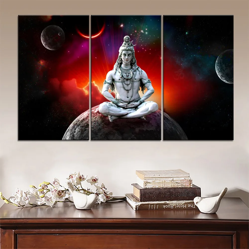 5pcs Lord Shiva Starry Sky Poster Wall Art Decor Modular Pictures Canvas HD Printed Paintings For Living Home Bedroom Decoration (6)