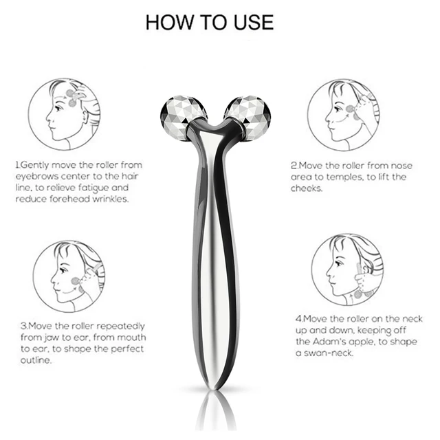 3D Roller Massager 360 obrót srebrny do wyszczuplania twarzy masażer całego ciała podnoszenia preparat przeciwzmarszczkowy masaż twarzy relaks narzędzie 1