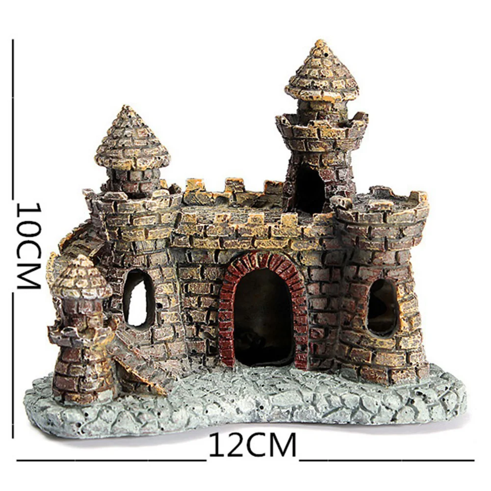 Small Castle Wall Ruins Rustic Aquarium Ornament Fish Tank Decoration Gift