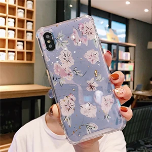 1pcs as photo Цветочный силиконовый чехол для iPhone XR XS Max X блестящие золотые кружевные чехлы для телефонов с изображением цветов для iPhone 7 8 6 6s Plus противоударный чехол - Цвет: 1pcs as photo