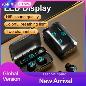 

Tws Wireless Earbuds Bluetooth V5.0 Earphones Fingerprint Touch 9D Hifi Stereo Sports Waterproof Led Display Gaming Headset