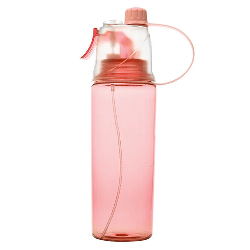 Розовый 600ml Creative Spray Sports Water Bottle Professional Sports Bottle For Outdoor Sports Gym Rociar Agua Deportes - Цвет: Розовый