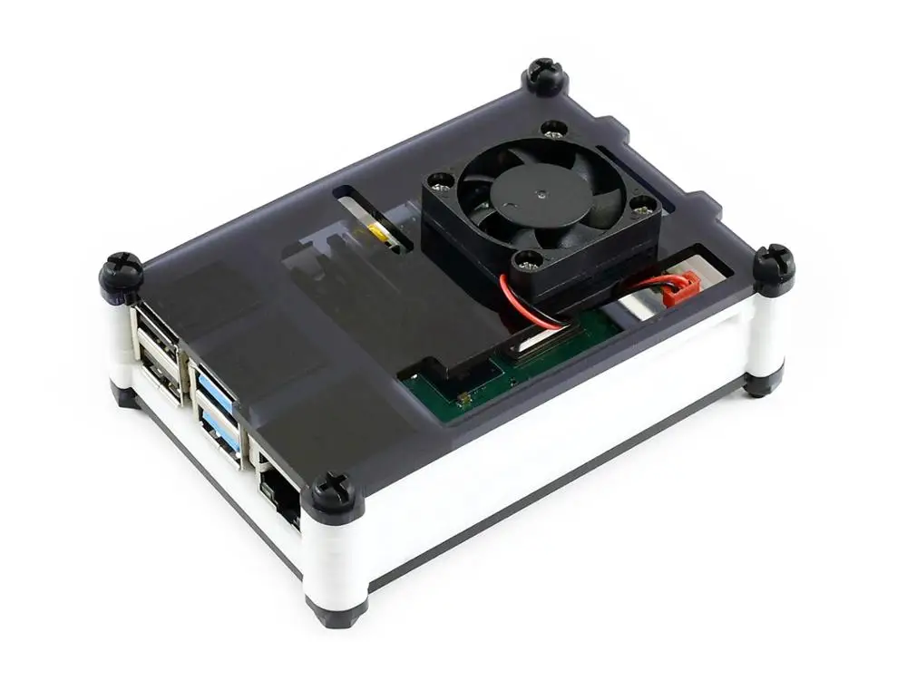 Waveshare акриловый чехол для Raspberry Pi 4 с охлаждающим вентилятором цветной Радужный черный/белый цвет