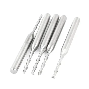 

uxcell Straight Shank 3.175mm x 1.5mm x 12mm 2 Flutes Spiral End Mills Drill Bit 5 Pcs