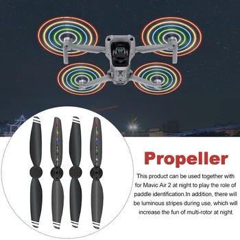 

2pair Led Lights Flash Propeller With USB Cable Fall Resistant Quick Release Low Noise Foldable Easy Install Mavic Air 2