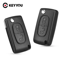 KEYYOU 20X 2 כפתורים Flip רכב מפתח מקרה עם חריץ Fob עבור פיג ו 107 207 307 307S 308 407 607 2BT DKT0269 CE0536