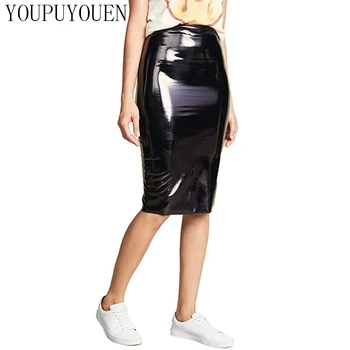 

Women Skirt 2020 Split Bodycon Pu Leather High Waist Black Tight Pencil Wrap Spring Fashion Office Korean Skirts Womens Clothes