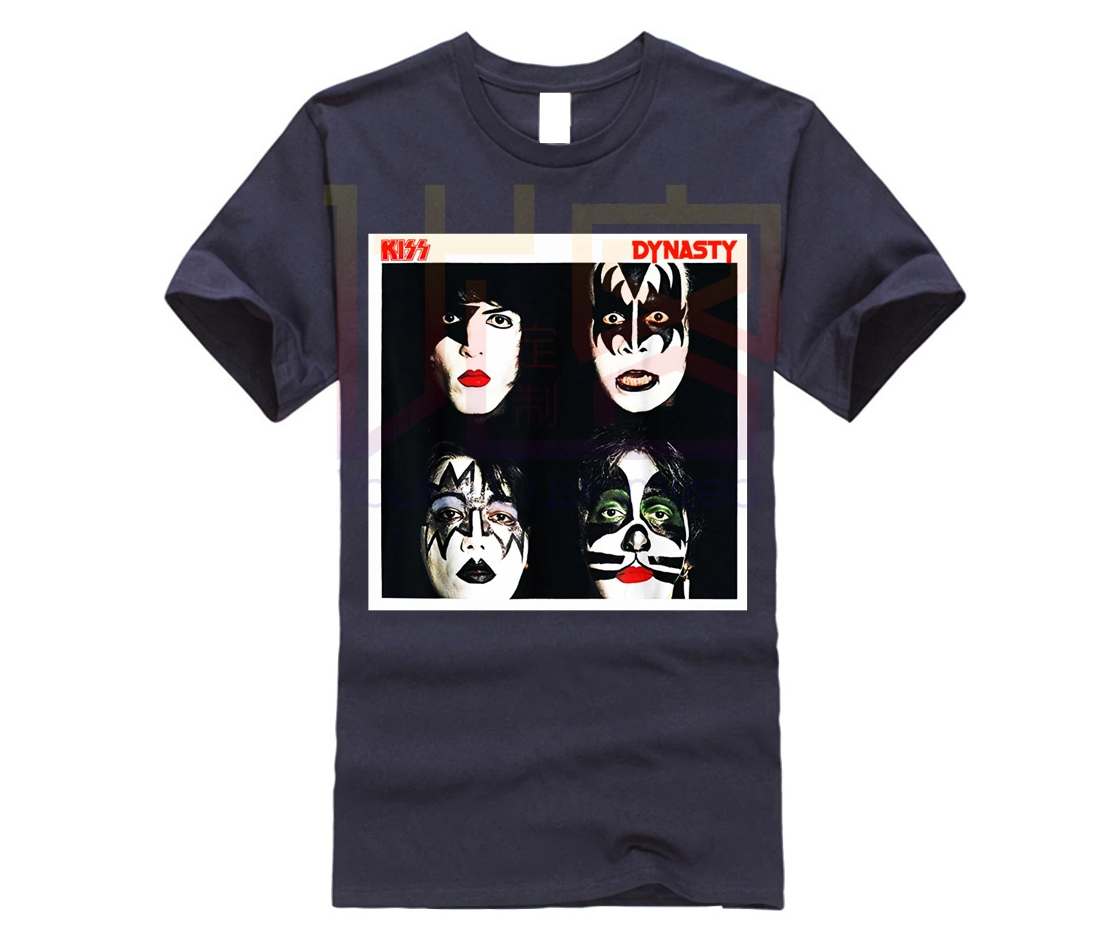 KISS 1979, футболка династии, мужские футболки, повседневный топ с коротким рукавом и круглым вырезом, хлопковые футболки, топы, Забавные футболки, хлопковые топы, футболка - Цвет: navy