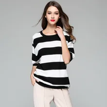 New High Quality Summer Striped Women Pullovers O Neck Half Sleeve Ladies Casual Loose Knitted Sweater Jumper 2020 Ropa Mujer New High Quality Summer Striped Women Pullovers O Neck Half Sleeve Ladies Casual Loose Knitted Sweater Jumper 2020 Ropa Mujer