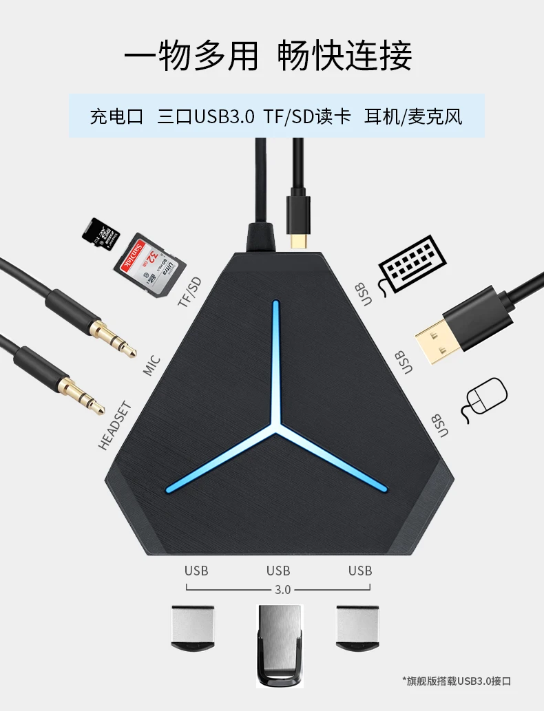 Usb сплиттер конвертер многоинтерфейсный концентратор Apple ноутбук usb3.0 высокоскоростной 6 интерфейс usb адаптер карта со звуковым автомобилем