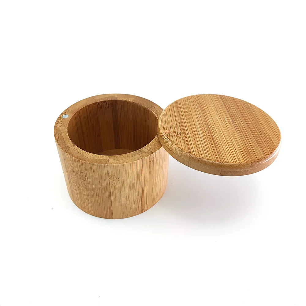 100% Bamboo Salt Box Natural Container With Magnetic Lid + Secure Durable Storage & Organization | Дом и сад