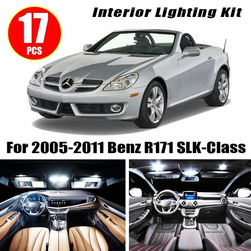 17Pcs Canbus LED Interior Car Light For 2005-2011 Benz SLK-Class R171 White Lamp