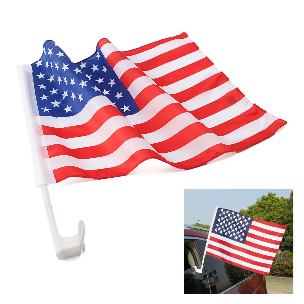 

Free Shipping Hot NEW 30x45cm American Car Flag 12x18inch United States Window Car Flag Bearer Standard-bearer Waving Flags