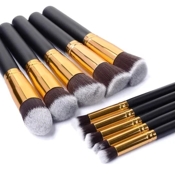 

10 Pcs Makeup Brush Set Soft Synthetic Hair Brushes Kit Cosmetics Foundation Powder Blending Blush Lady Beauty Makeup Tools