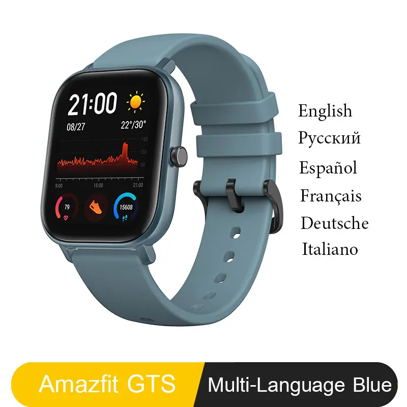 Glacier Blue Глобальная версия Amazfit GTS Смарт-часы Xiaomi Huami gps Профессиональные Водонепроницаемые Смарт-часы 12 спортивных режимов сердечного ритма Android iOS - Цвет: Glacier Blue