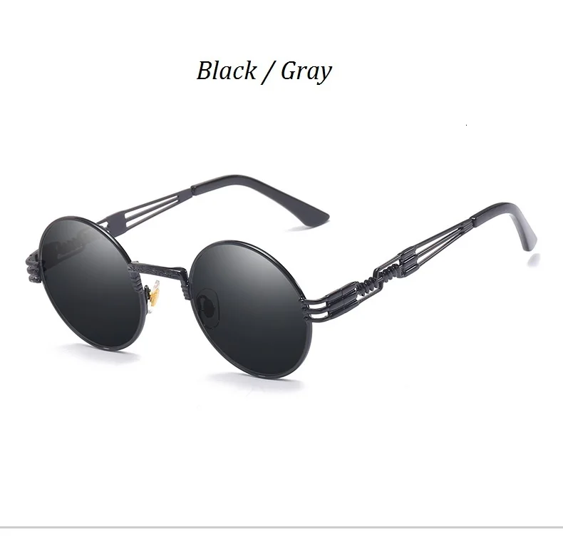 Round Gothic Steampunk Metal Sunglasses Men Women Vintage Driving HD Mirror Sun Glasses Eyewear Retro Shades Oculos De Sol UV400