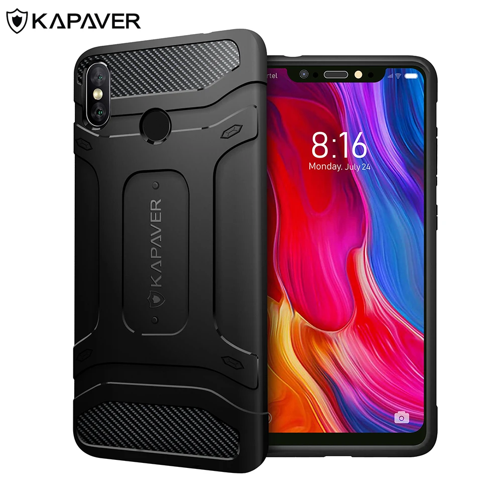 Kapaver Luxury Official Silicone Phone Case For Xiaomi Mi 8 Tough Rugged Solid Black Shock Proof Slim Armor Back Cover | Мобильные