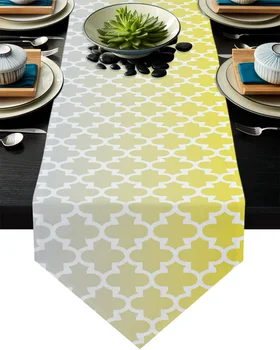 

Yellow Gray Gradient Moroccan Table Runner Wedding Table Decoration Flower Cake Tablecloth Dining Table Decoration for Banquet