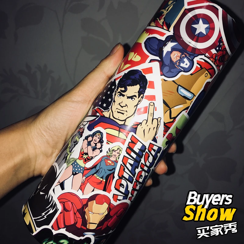 35 шт. Железный человек мультфильм стикер s Marvel Мстители для элементы стайлинга для ноутбука и автомобиля телефон велосипеды багаж ПВХ водонепроницаемый DC стикер