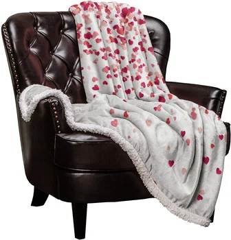 

Love Valentine'S Day Heart Falling Romantic Fleece Blankets throws Fleece Cover Throw Anti-allergy Double-sided Personalized Bla