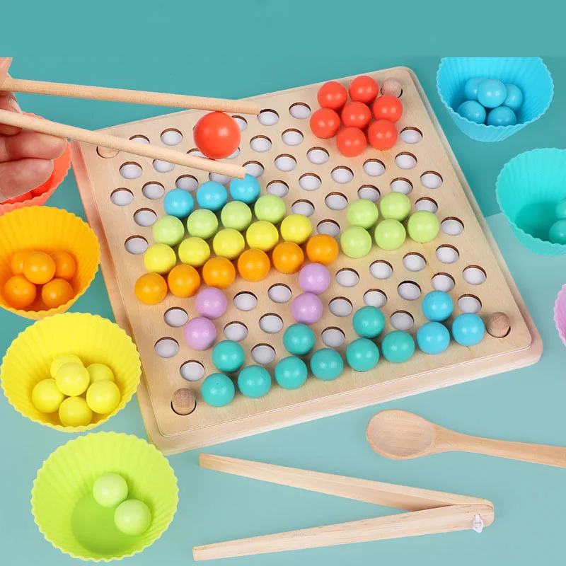 buy Kids Toys Montessori Wooden Toys Hands Brain Training Clip Beads Puzzle Board Math Game Baby Early