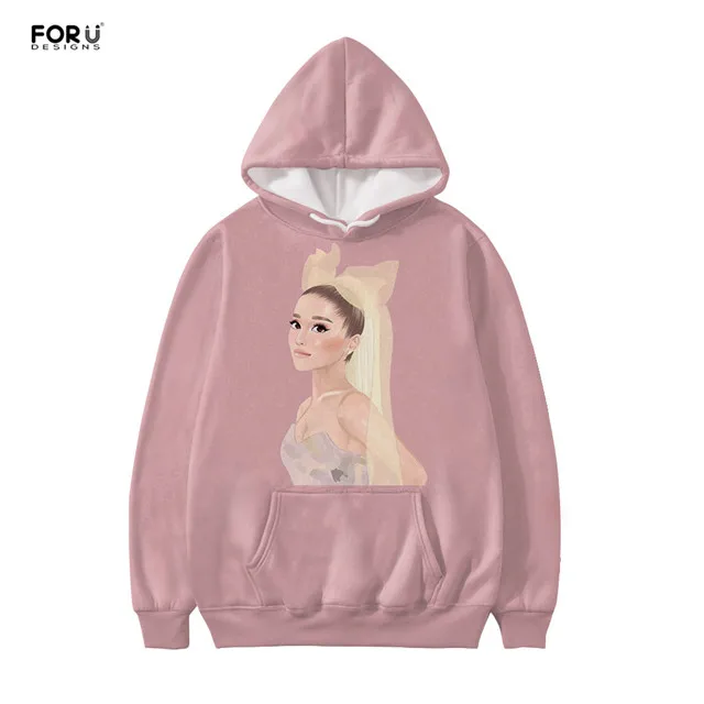 FORUDESIGNS/толстовки Kawaii Ariana Grande, толстовка с принтом, длинный рукав, Женская/Мужская одежда, лидер продаж, Повседневная Толстовка с капюшоном размера плюс 4XL - Цвет: HMC1524Z72W