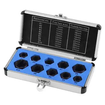 

10pcs/Set Damaged Nut Bolt Remover Kit Stud Extractor Broken Bolt Screw Remover Tools Set Threading Tool Kit