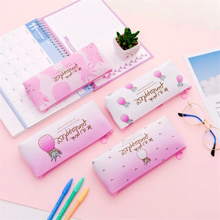 1 шт Kawaii Pu пенал Чехол ананас подарок Estuches школьная Пенал сумка карандаш школьные