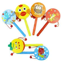 Novely раннее образование деревянная погремушка герои мультфильмов украшения Традиционная игрушка барабан погремушка детская музыкальная игрушка Новинка