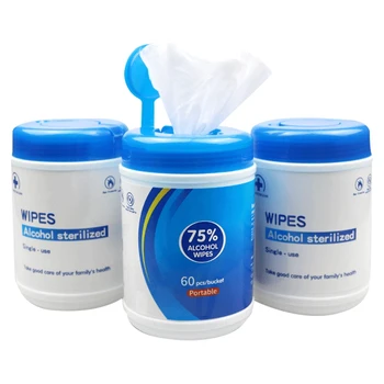 

4 Pack 60 PCS 75% Alcohol Disposable Disinfection Wipes Disposable Hand Wipes Disinfection Wipes Alcohol Cotton Pieces