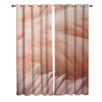 

Pink Flamingo Feathers Delicate Soft Background Room Curtains Large Window Living Room Kitchen Outdoor Indoor